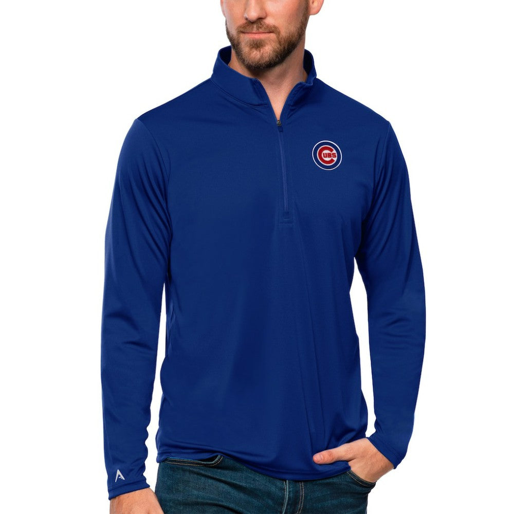 Chicago Cubs Antigua Tribute Quarter-Zip Pullover Top On Sale