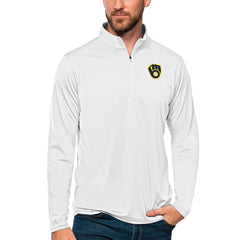 Milwaukee Brewers Antigua Tribute Quarter-Zip Pullover Top On Sale