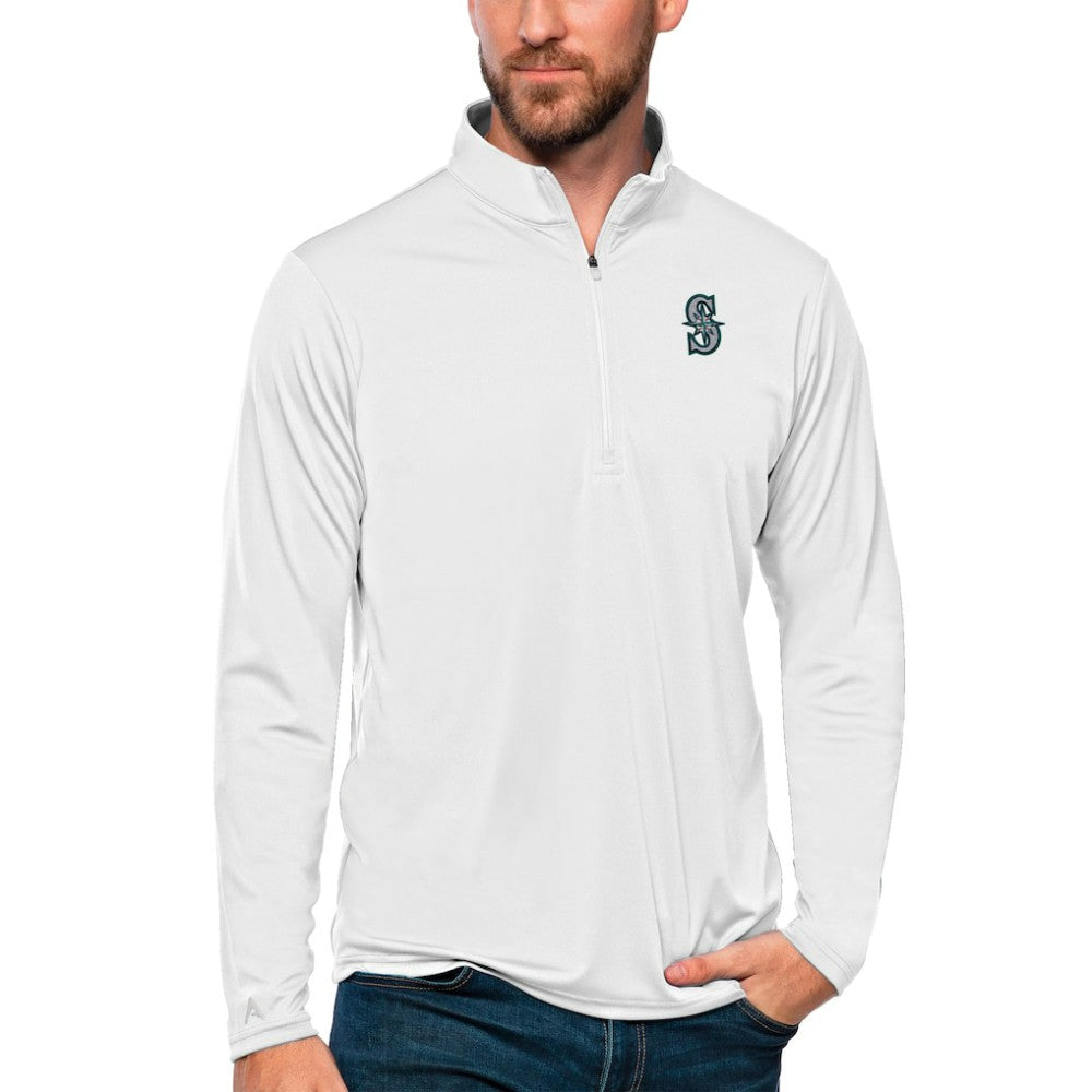 Seattle Mariners Antigua Tribute Quarter-Zip Pullover Top discount