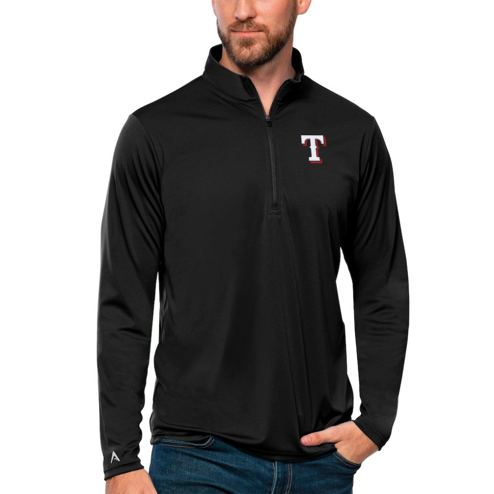 Texas Rangers Antigua Tribute Quarter-Zip Pullover Top Lifestyle