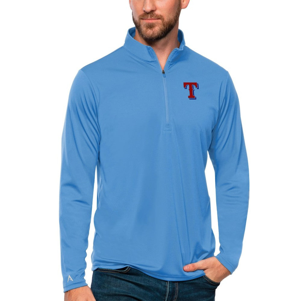 Texas Rangers Antigua Tribute Quarter-Zip Pullover Top discount