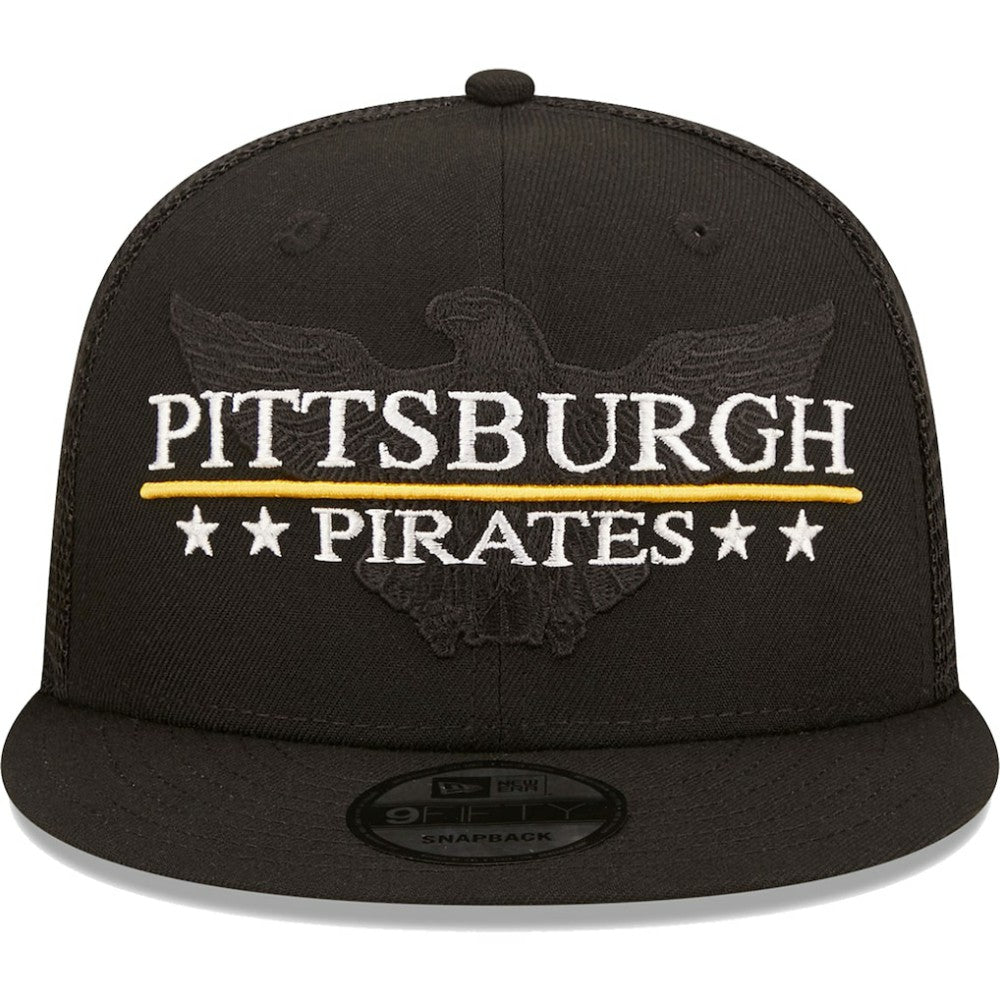 Pittsburgh Pirates New Era Patriot Trucker 9FIFTY Snapback Hat Lifestyle