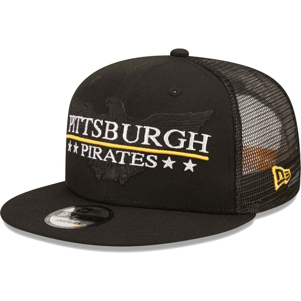 Pittsburgh Pirates New Era Patriot Trucker 9FIFTY Snapback Hat Lifestyle