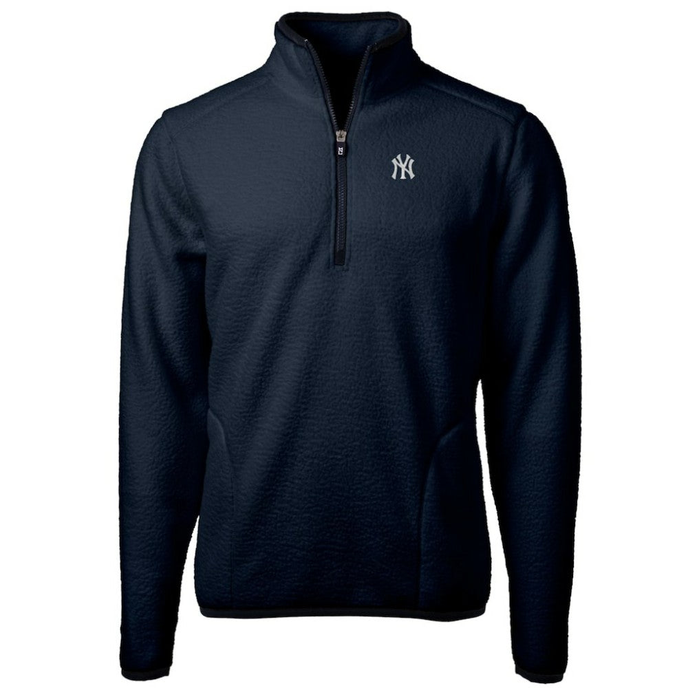 New York Yankees Cutter & Buck Big & Tall Cascade Eco Sherpa Fleece Quarter-Zip Pullover Jacket Clearance