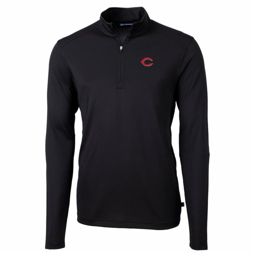 Cincinnati Reds Cutter & Buck Big & Tall Virtue Eco Pique Quarter-Zip Pullover Jacket On Sale