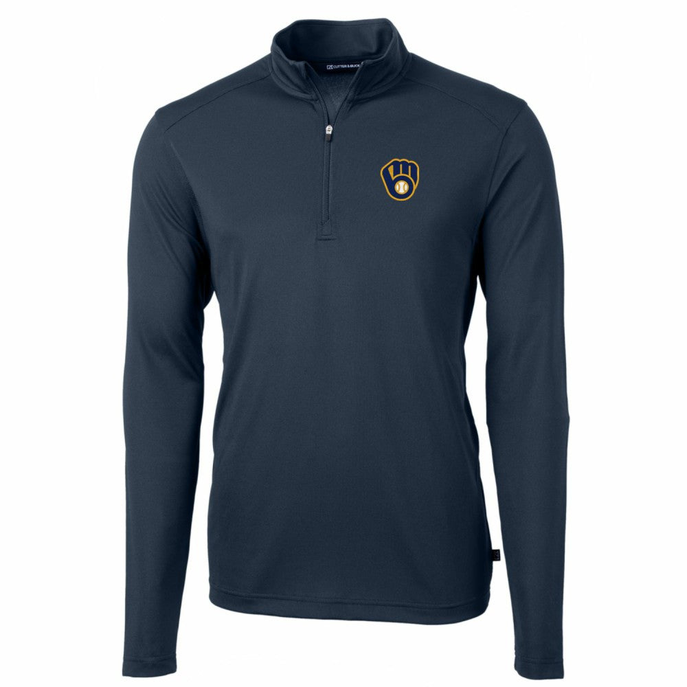 Milwaukee Brewers Cutter & Buck Big & Tall Virtue Eco Pique Quarter-Zip Pullover Jacket Near Me