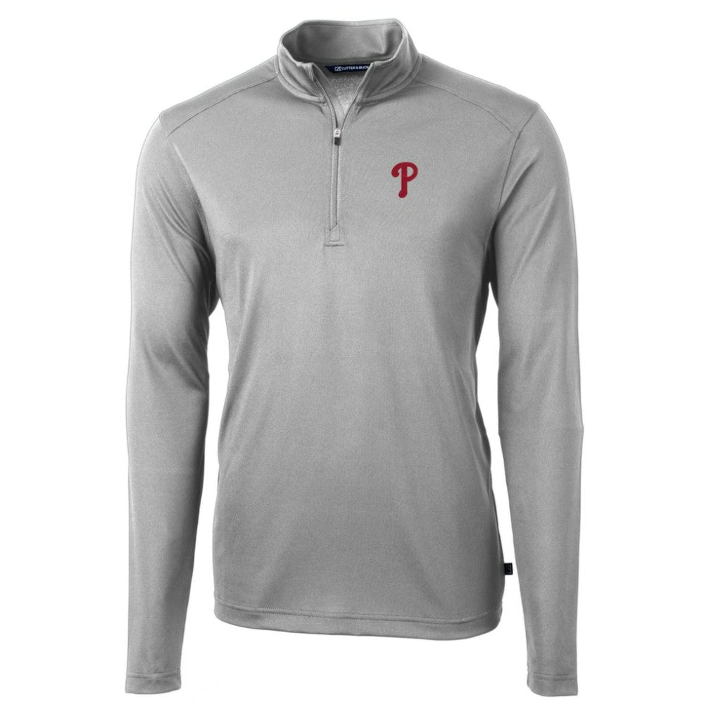 Philadelphia Phillies Cutter & Buck Big & Tall Virtue Eco Pique Quarter-Zip Pullover Jacket Clearance