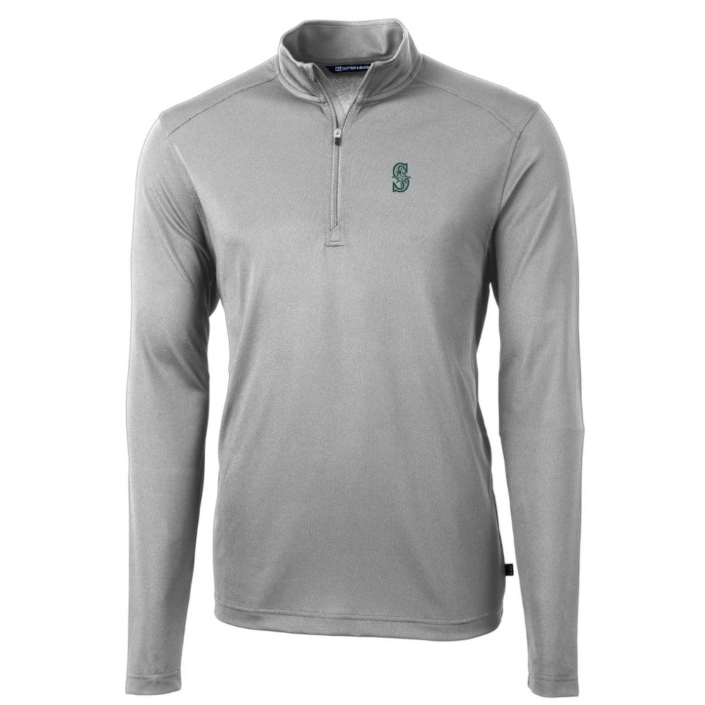 Seattle Mariners Cutter & Buck Big & Tall Virtue Eco Pique Quarter-Zip Pullover Jacket Sale