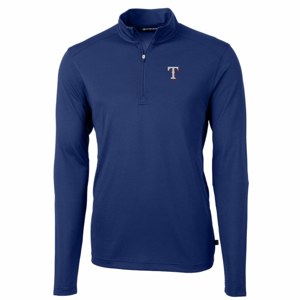 Texas Rangers Cutter & Buck Big & Tall Virtue Eco Pique Quarter-Zip Pullover Jacket discount
