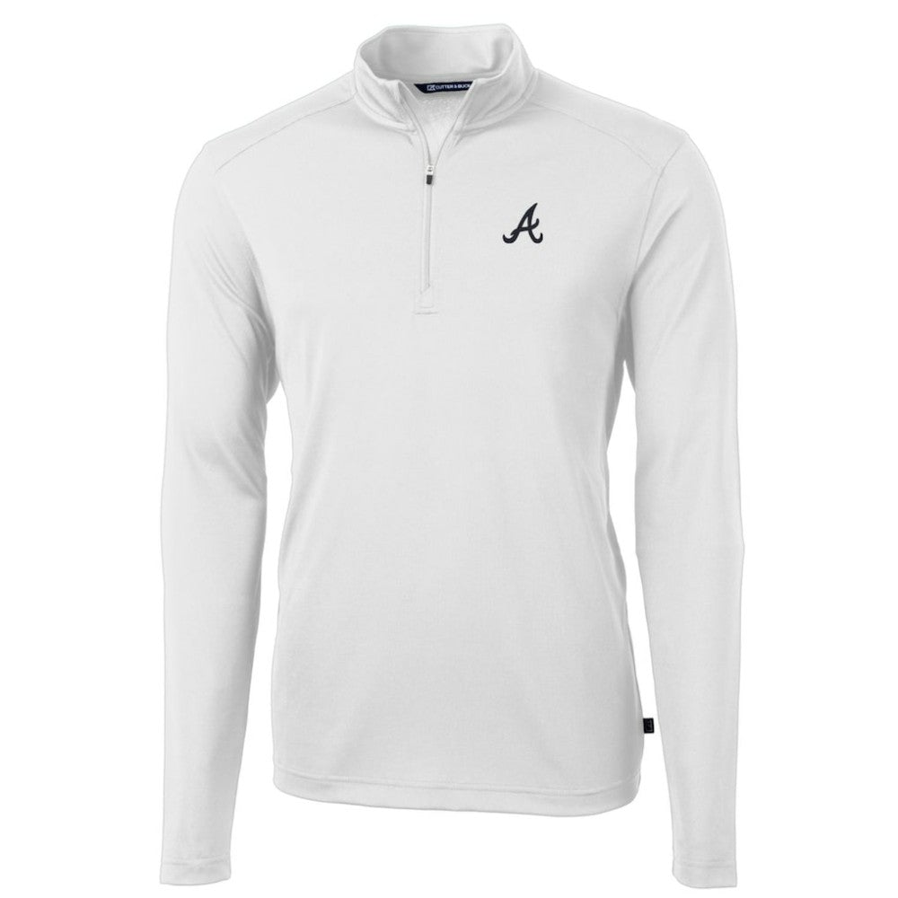 Atlanta Braves Cutter & Buck Big & Tall Virtue Eco Pique Quarter-Zip Pullover Jacket Lifestyle