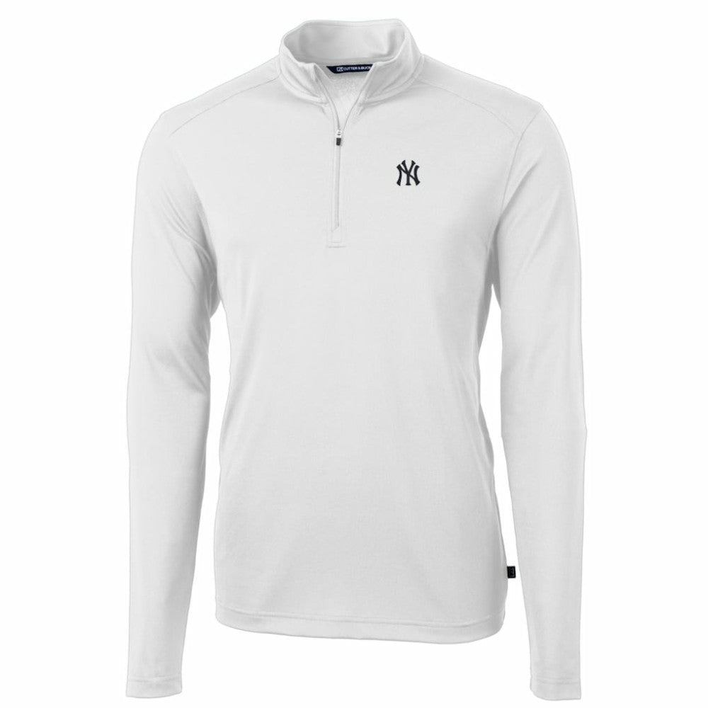 New York Yankees Cutter & Buck Big & Tall Virtue Eco Pique Quarter-Zip Pullover Jacket Clearance