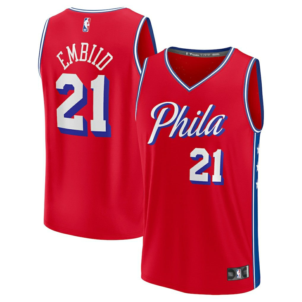 Fanatics - Joel Embiid Philadelphia 76ers Fast Break Replica Player Jersey - Statement Edition - Red
