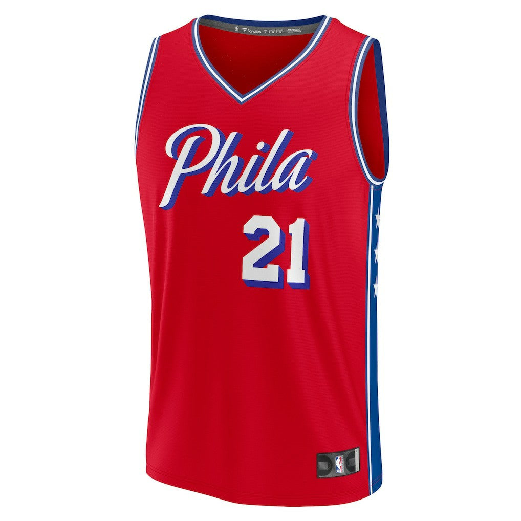 Joel Embiid Philadelphia 76ers Fast Break Replica Player Jersey - Statement Edition - Red | NBA Jerseys