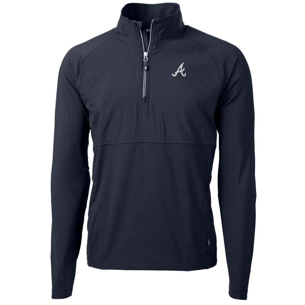 Atlanta Braves Cutter & Buck Adapt Eco Knit Hybrid Recycled Quarter-Zip Pullover Jacket On Sale
