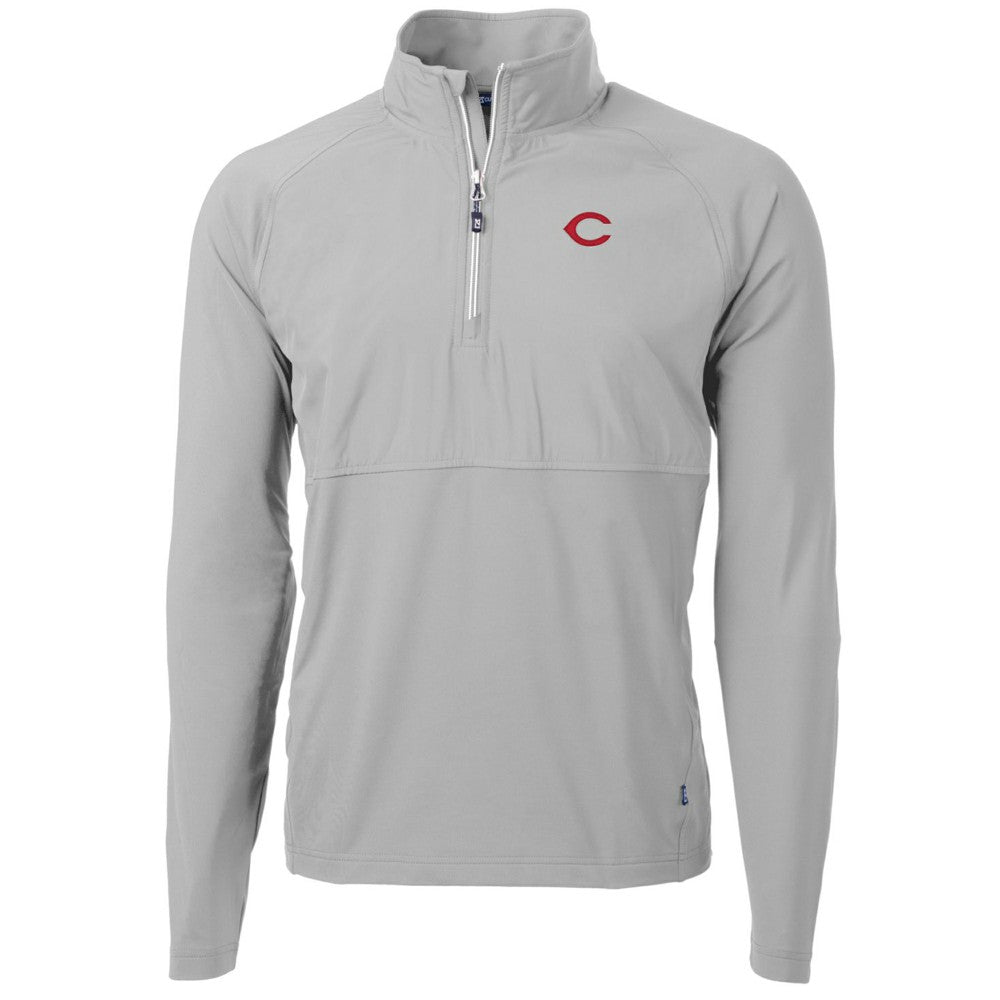 Cincinnati Reds Cutter & Buck Adapt Eco Knit Hybrid Recycled Quarter-Zip Pullover Jacket On Sale