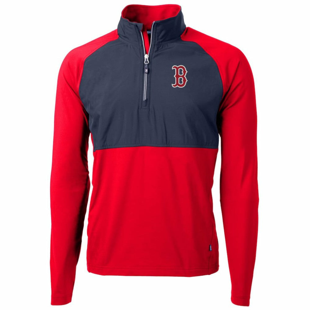 Boston Red Sox Cutter & Buck Adapt Eco Knit Hybrid Recycled Quarter-Zip Pullover Jacket for sale