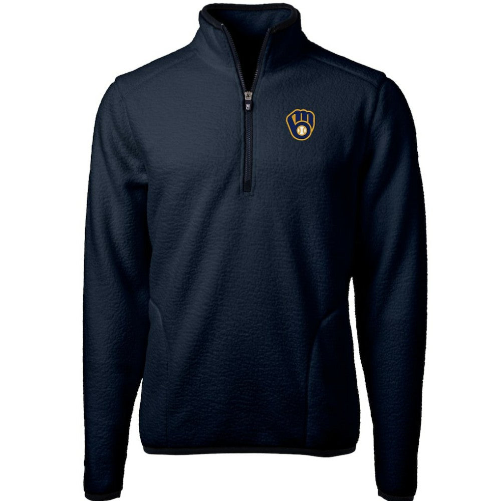 Milwaukee Brewers Cutter & Buck Cascade Eco Sherpa Fleece Quarter-Zip Pullover Jacket for sale