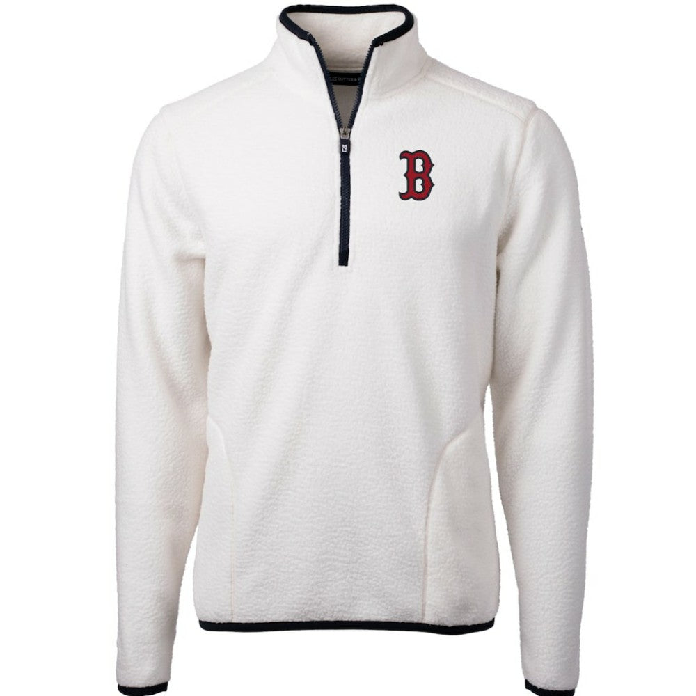 Boston Red Sox Cutter & Buck Cascade Eco Sherpa Fleece Quarter-Zip Pullover Jacket for sale