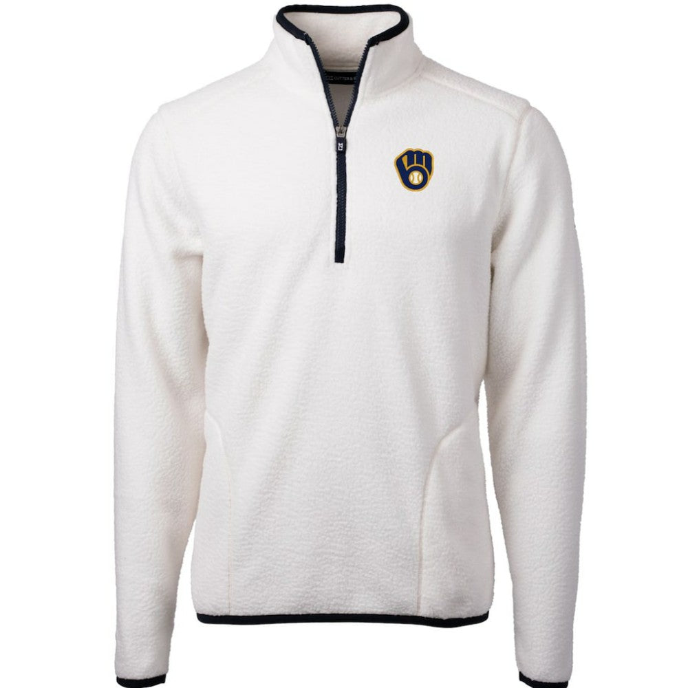 Milwaukee Brewers Cutter & Buck Cascade Eco Sherpa Fleece Quarter-Zip Pullover Jacket Sale