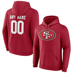 San Francisco 49ers Team Authentic Personalized Name & Number Pullover Hoodie Scarlet - NFL