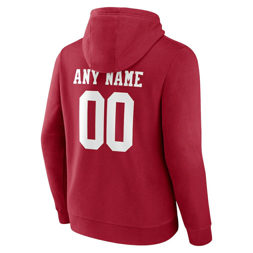 San Francisco 49ers Team Authentic Personalized Name & Number Pullover Hoodie Scarlet - NFL