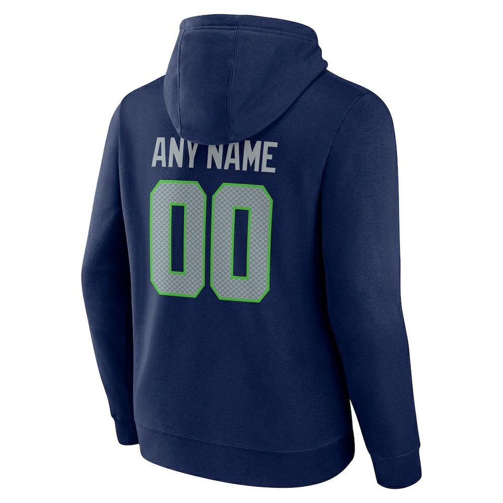 Seattle Seahawks Team Authentic Personalized Name & Number Pullover Hoodie College Navy - NFL