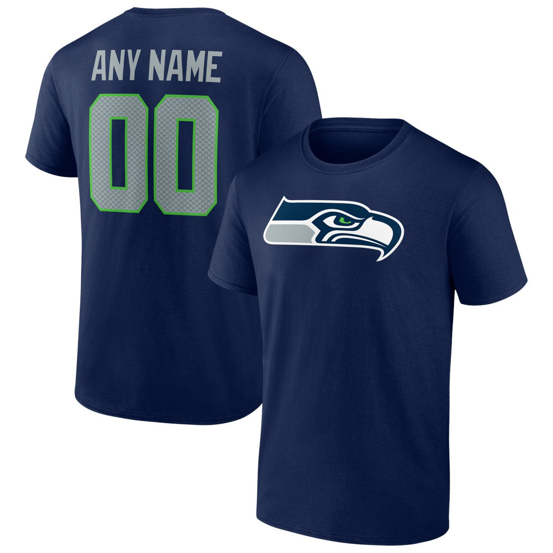 Seattle Seahawks Team Authentic Personalized Name & Number T-Shirt College Navy - NFL