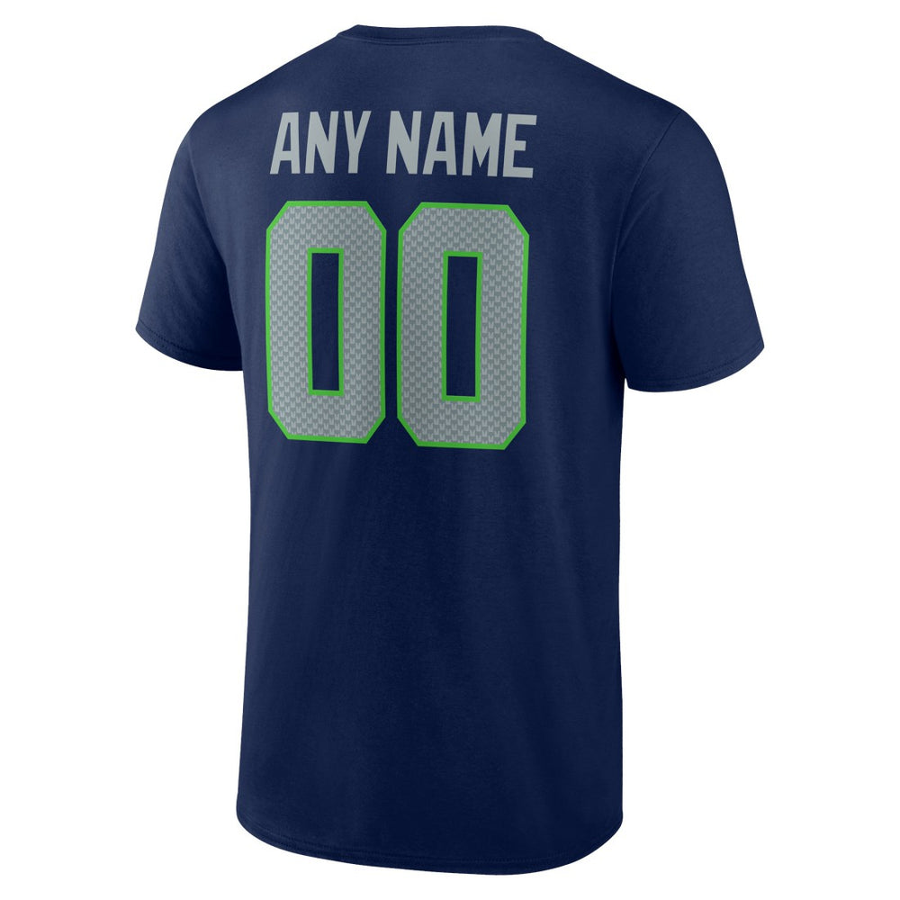 Seattle Seahawks Team Authentic Personalized Name & Number T-Shirt College Navy - NFL