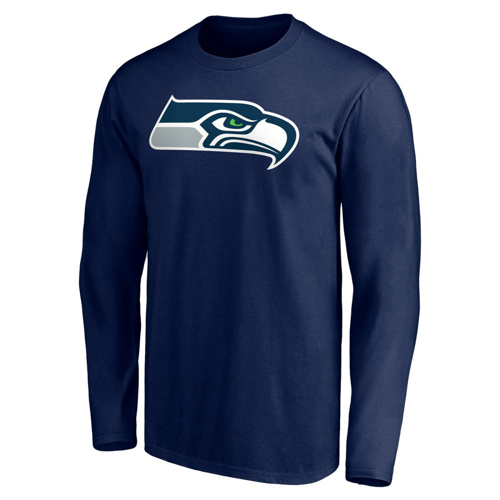 Seattle Seahawks Team Authentic Personalized Name & Number Long Sleeve T-Shirt College Navy - NFL