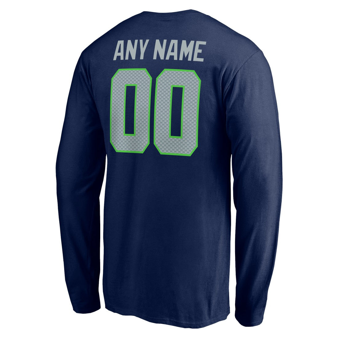 Seattle Seahawks Team Authentic Personalized Name & Number Long Sleeve T-Shirt College Navy - NFL