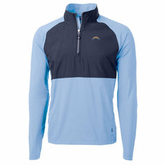 Los Angeles Chargers Cutter & Buck Adapt Eco Knit Hybrid Recycled Quarter-Zip Raglan Jacket Navy/Powder Blue - NFL