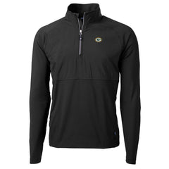 Green Bay Packers Cutter & Buck Adapt Eco Knit Hybrid Recycled Quarter-Zip Raglan Jacket Black - NFL
