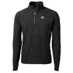Kansas City Chiefs Cutter & Buck Adapt Eco Knit Hybrid Recycled Quarter-Zip Raglan Jacket Black - NFL