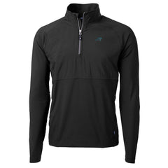 Carolina Panthers Cutter & Buck Adapt Eco Knit Hybrid Recycled Quarter-Zip Raglan Jacket Black - NFL