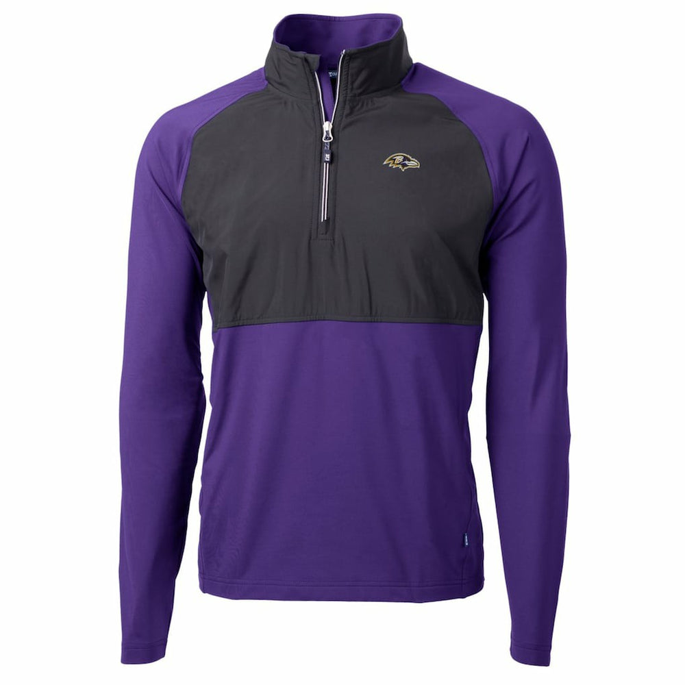 Baltimore Ravens Cutter & Buck Adapt Eco Knit Hybrid Recycled Quarter-Zip Raglan Jacket Black/Purple - NFL