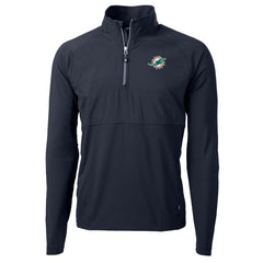 Miami Dolphins Cutter & Buck Adapt Eco Knit Hybrid Recycled Quarter-Zip Raglan Jacket Navy - NFL