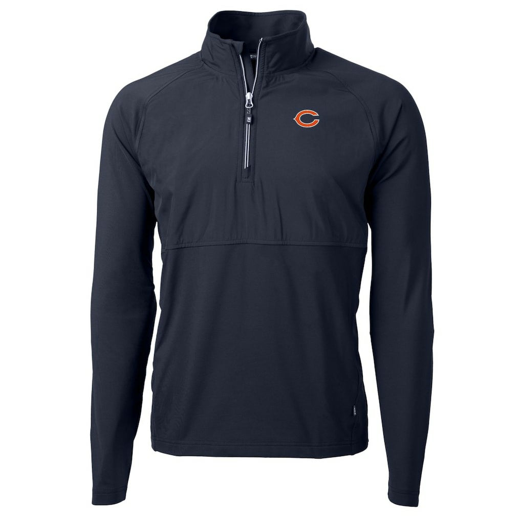 Chicago Bears Cutter & Buck Adapt Eco Knit Hybrid Recycled Quarter-Zip Raglan Jacket Navy - NFL