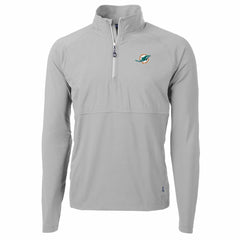 Miami Dolphins Cutter & Buck Adapt Eco Knit Hybrid Recycled Quarter-Zip Raglan Jacket Gray - NFL
