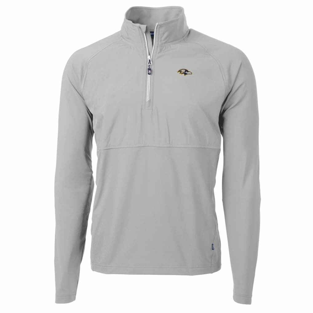 Baltimore Ravens Cutter & Buck Adapt Eco Knit Hybrid Recycled Quarter-Zip Raglan Jacket Gray - NFL