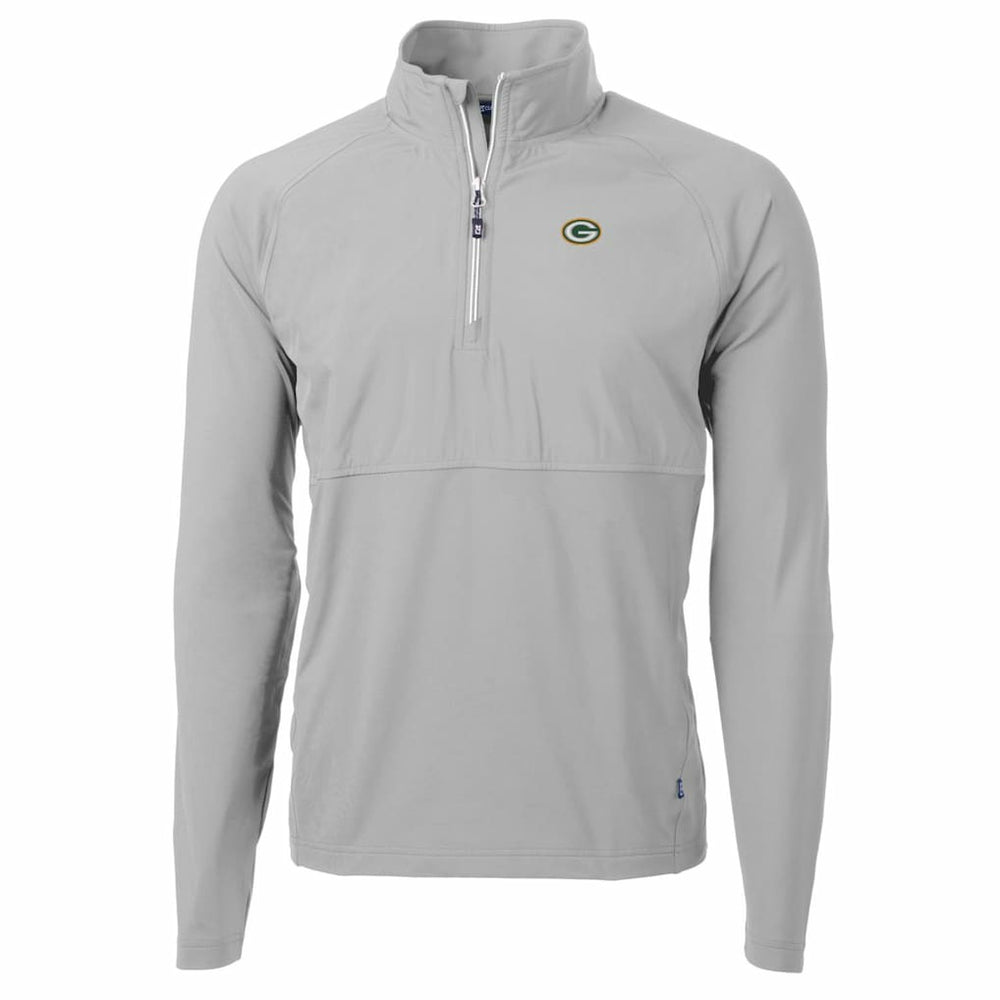Green Bay Packers Cutter & Buck Adapt Eco Knit Hybrid Recycled Quarter-Zip Raglan Jacket Gray - NFL