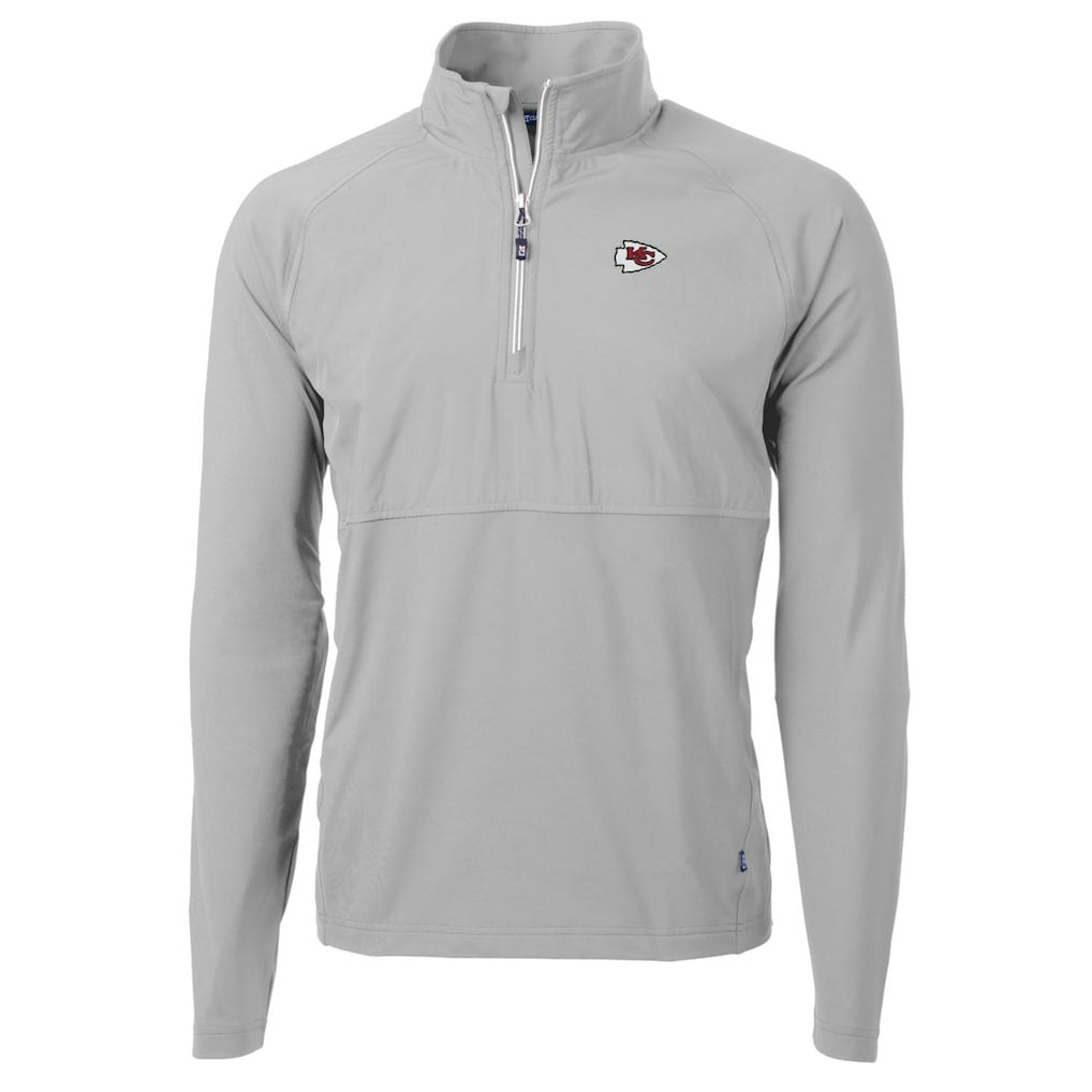 Kansas City Chiefs Cutter & Buck Adapt Eco Knit Hybrid Recycled Quarter-Zip Raglan Jacket Gray - NFL