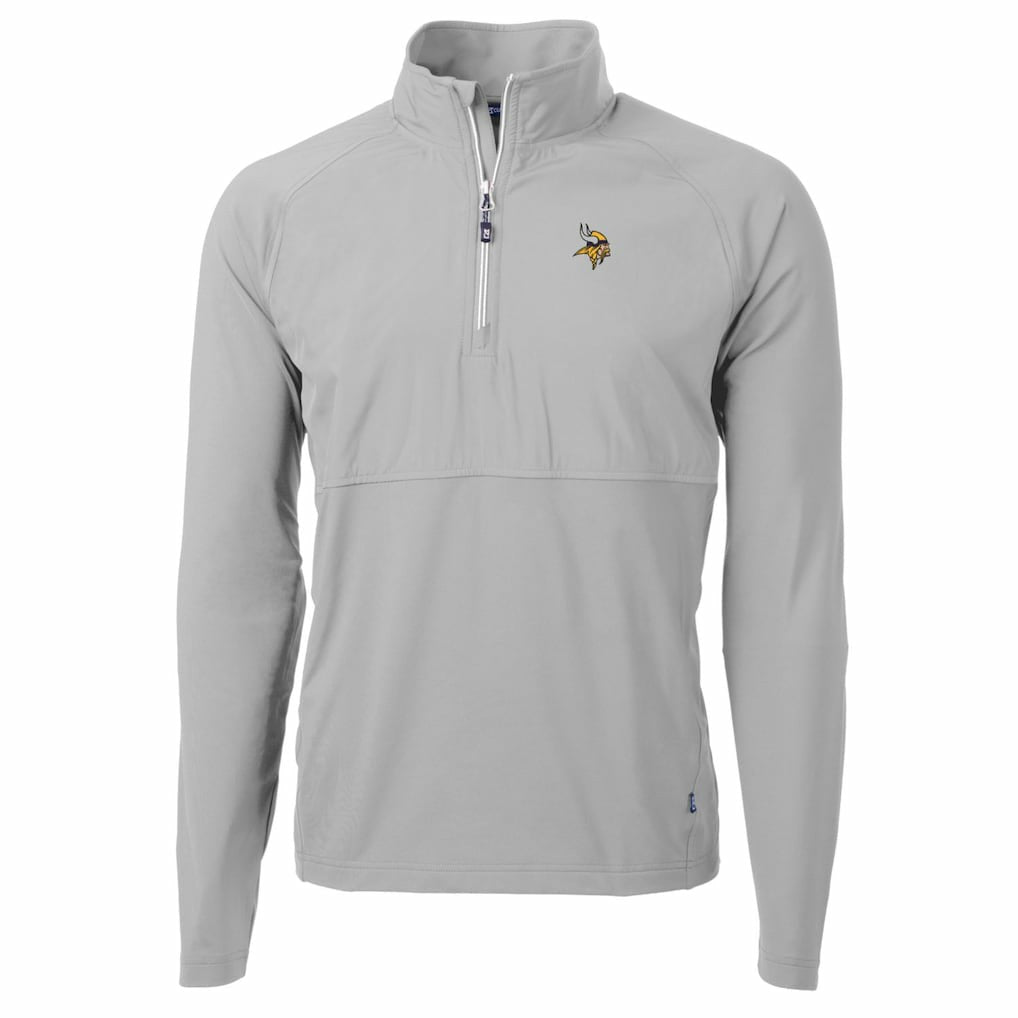 Minnesota Vikings Cutter & Buck Adapt Eco Knit Hybrid Recycled Quarter-Zip Raglan Jacket Gray - NFL