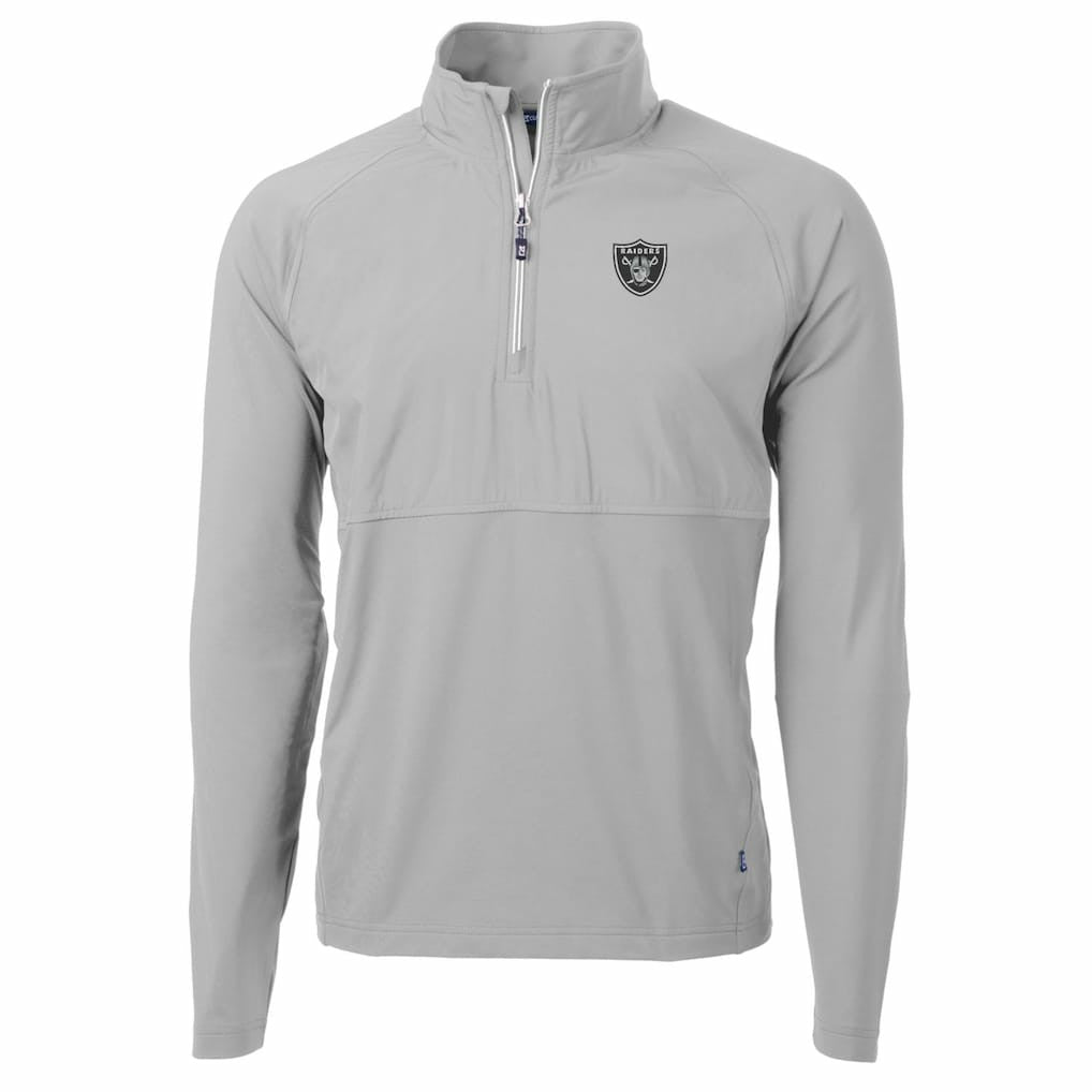 Las Vegas Raiders Cutter & Buck Adapt Eco Knit Hybrid Recycled Quarter-Zip Raglan Jacket Gray - NFL