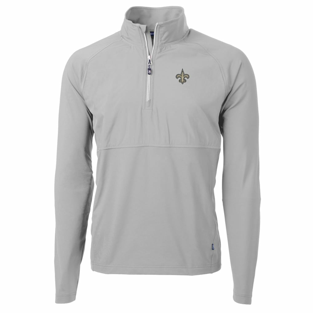 New Orleans Saints Cutter & Buck Adapt Eco Knit Hybrid Recycled Quarter-Zip Raglan Jacket Gray - NFL