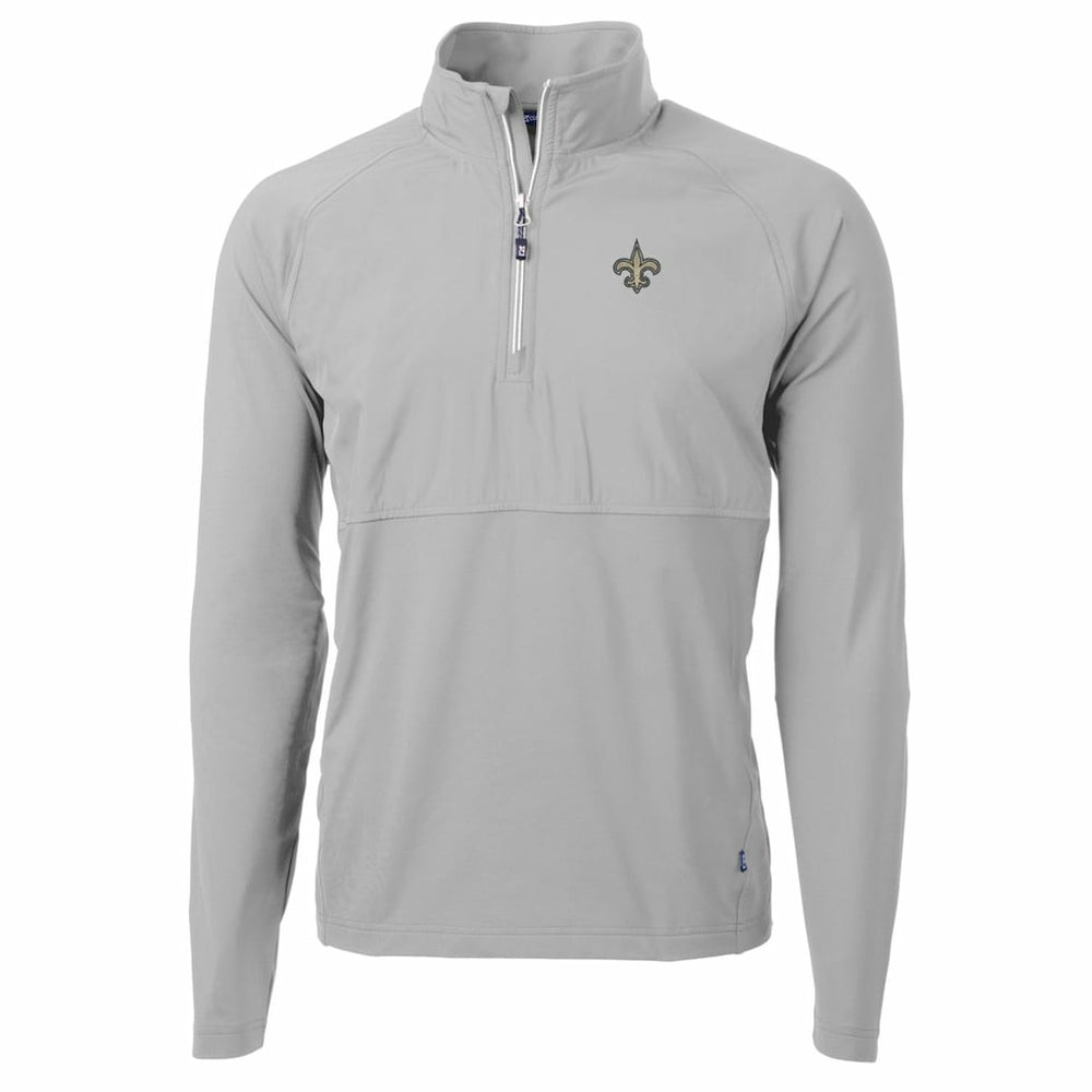New Orleans Saints Cutter & Buck Adapt Eco Knit Hybrid Recycled Quarter-Zip Raglan Jacket Gray - NFL