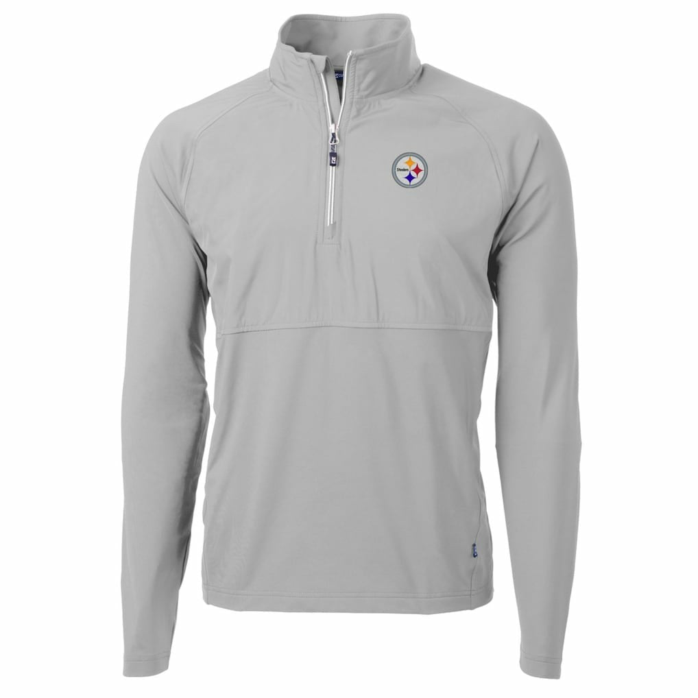 Pittsburgh Steelers Cutter & Buck Adapt Eco Knit Hybrid Recycled Quarter-Zip Raglan Jacket Gray - NFL