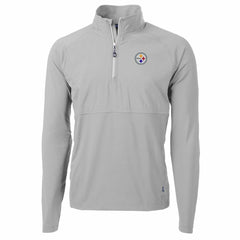 Pittsburgh Steelers Cutter & Buck Adapt Eco Knit Hybrid Recycled Quarter-Zip Raglan Jacket Gray - NFL