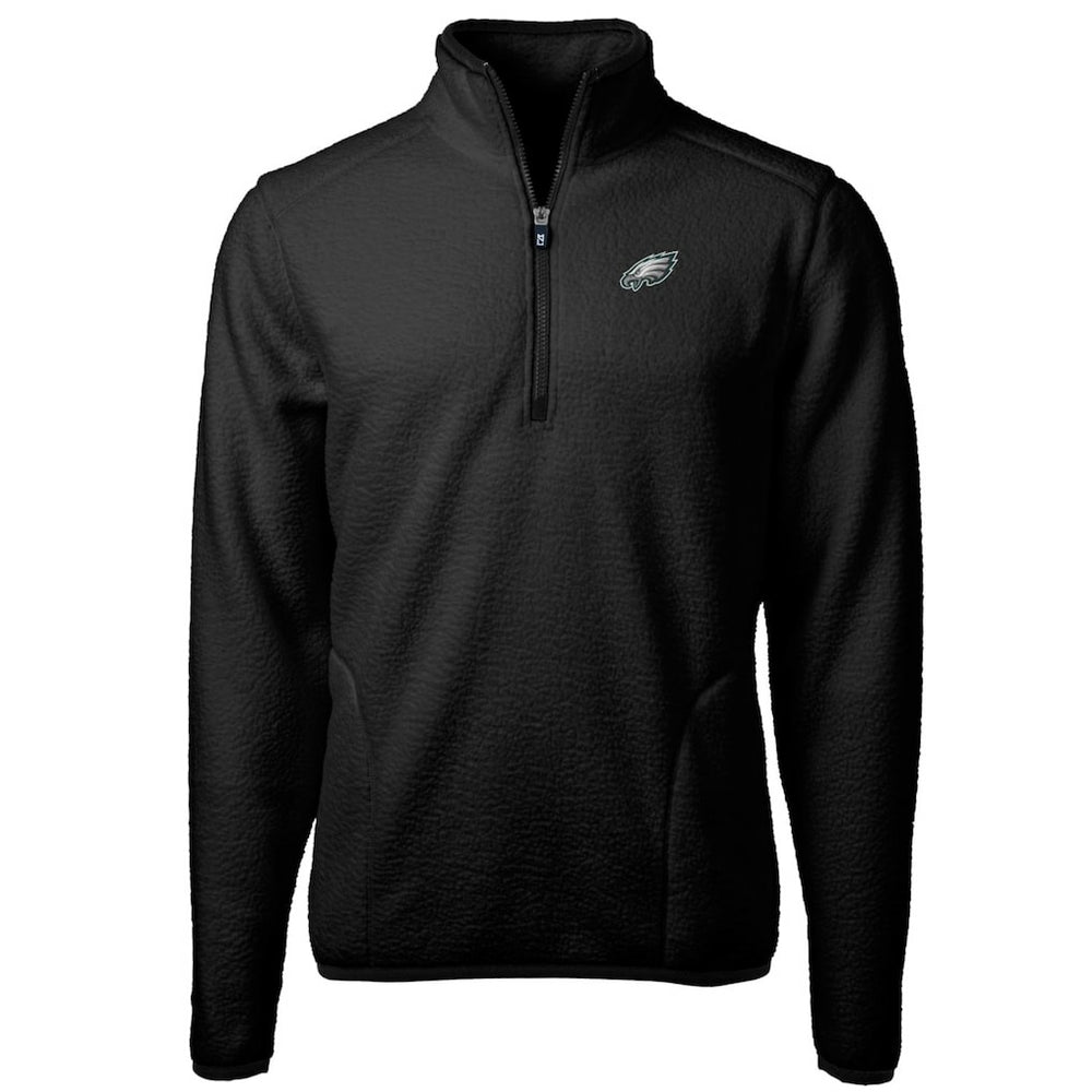 Philadelphia Eagles Cutter & Buck Cascade Eco Sherpa Fleece Quarter-Zip Pullover Jacket Black - NFL