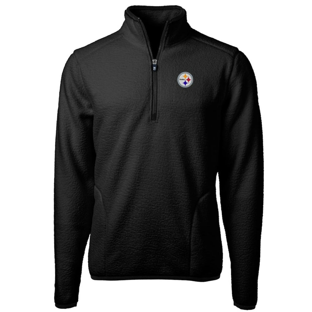 Pittsburgh Steelers Cutter & Buck Cascade Eco Sherpa Fleece Quarter-Zip Pullover Jacket Black - NFL