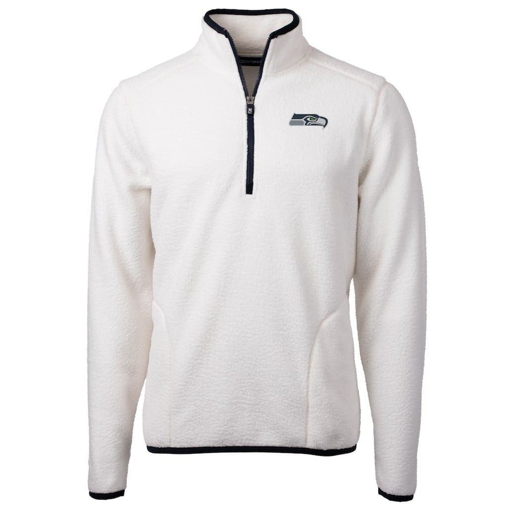 Seattle Seahawks Cutter & Buck Cascade Eco Sherpa Fleece Quarter-Zip Pullover Jacket White - NFL